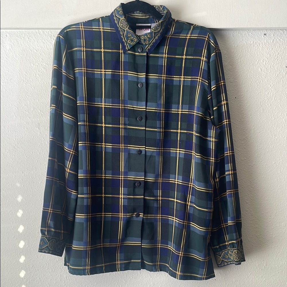 Vintage Tanjay patchwork style long sleeve button down top